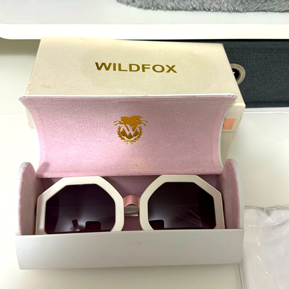 Wildfox Octagon sunglasses white and pink Brand new never used with box